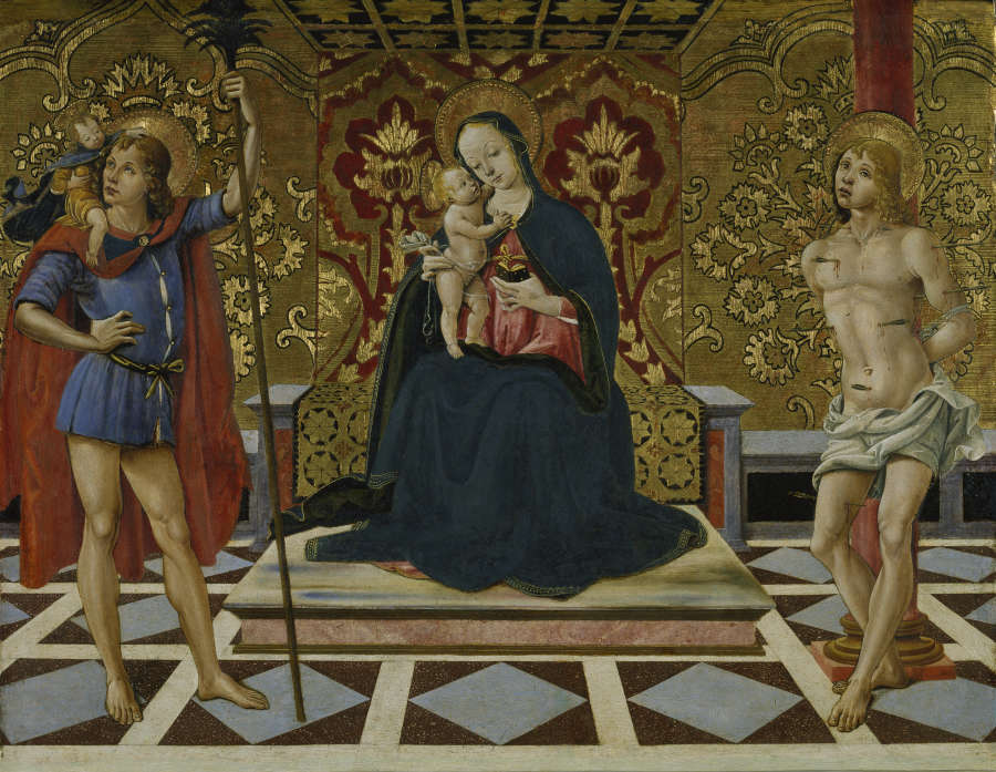 Virgin and Child Enthroned with Saints Christopher and Sebastian de Fiorenzo di Lorenzo