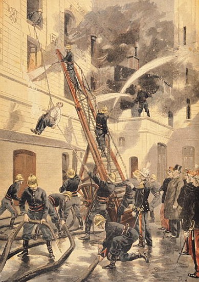 Felix Faure (1841-99) with the firemen, from ''Le Petit Journal'', 20th February 1898 de F.L. Meaulle