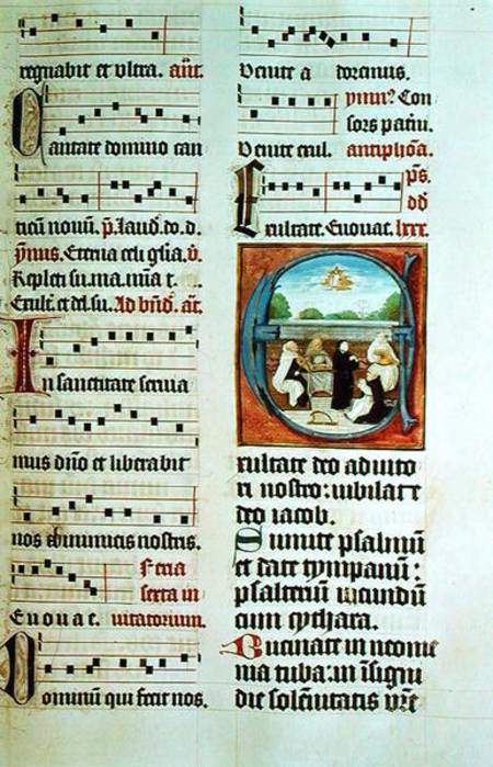 Ms Add 15426 f.86 Concert of the Five Orders (Musical Clerics in a Garden) de Flemish School