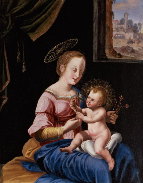Virgin and Child with the Flight into Egypt de Flemish School