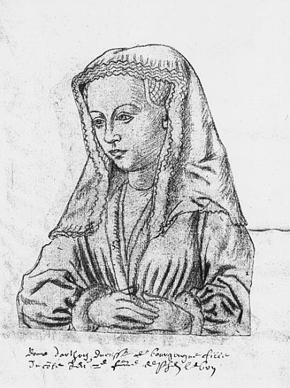 Ms 266 fol.62 Bonne d''Artois, Countess of Nevers and Rethel, Duchess of Burgundy, from ''The Recuei de Flemish School
