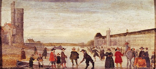 Skaters on the Seine in 1608 de Flemish School