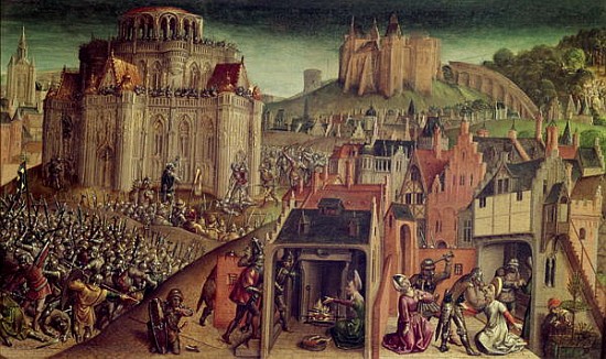 The Taking of Jerusalem by Titus, detail of the right hand side(detail of 161972) de Flemish School