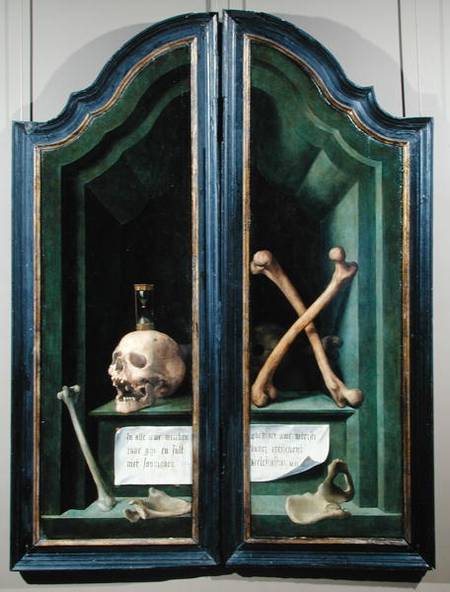 Vanitas, reverse of two panels from a triptych de Flemish School