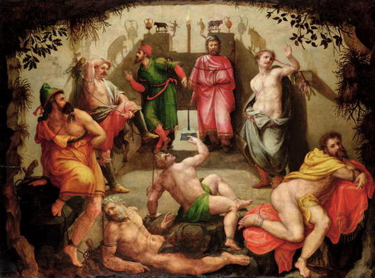 Plato's Cave (oil on panel) de Flemish School, (16th century)