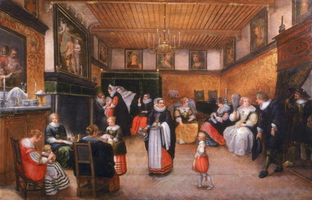 A Christening Party, 1629 (oil on panel) de Flemish School, (17th century)