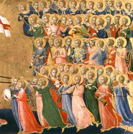 Christ Glorified in the Court of Heaven, detail of musical angels from the right hand side de Fra Beato Angelico