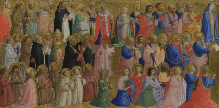The Virgin Mary with the Apostles and Other Saints (Panel from Fiesole San Domenico Altarpiece) de Fra Beato Angelico