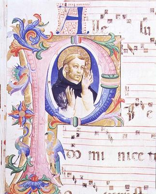 Missal 558 f.24v Historiated initial 'P' depicting a male saint de Fra Beato Angelico
