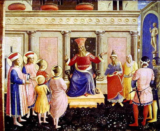 Saints Cosmas and Damian and their brothers before the proconsul Lysias, from the predella of the Sa de Fra Beato Angelico