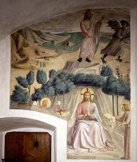 The Temptation and Angels Ministering to Christ in the Wilderness de Fra Beato Angelico