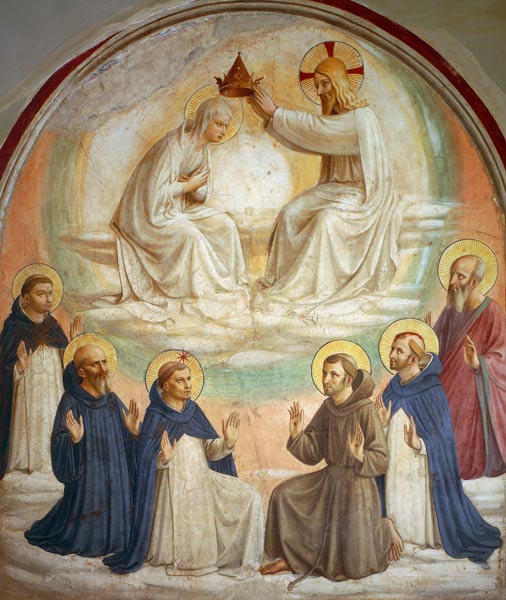 The Coronation of the Virgin, with Saints Thomas, Benedict, Dominic, Francis, Peter the Martyr and P de Fra Beato Angelico