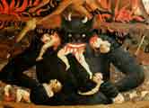 The Last Judgement, detail of Satan devouring the damned in hell de Fra Beato Angelico