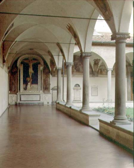 View of the Cloister of S. Antonino with the 'Crucifixion with St. Dominic' de Fra Beato Angelico