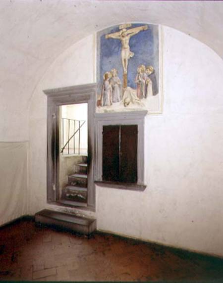 View of a monk's cell designed by Michelozzo di Bartolommeo (1396-1472) decorated with the 'Crucifix de Fra Beato Angelico