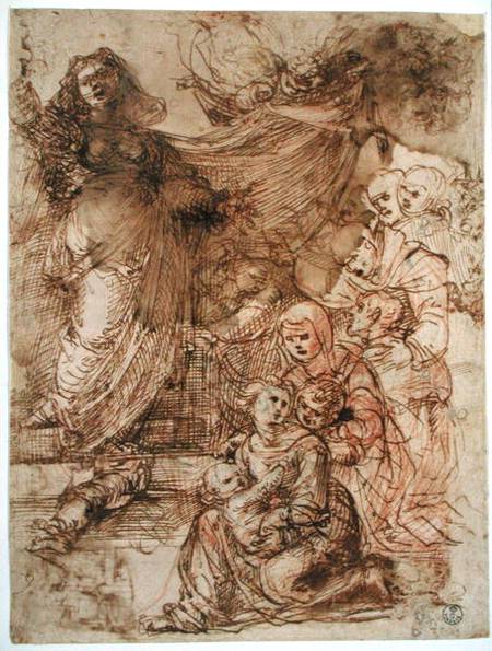 Preparatory study for Madonna and Child (pen & ink on paper) de Fra Bartolommeo