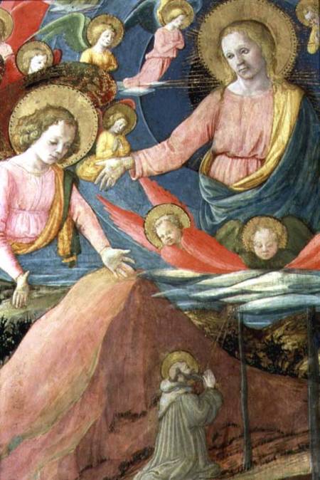 The Death of St. Jerome with Inghirami as a Donor, detail showing The Heavenly Host and angels de Fra Filippo Lippi