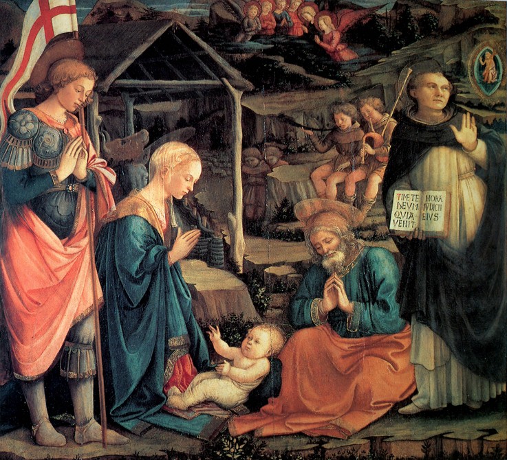 The Adoration of the Christ Child with Saint George and Saint Vincent Ferrer de Fra Filippo Lippi