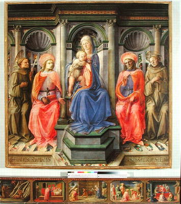 Madonna and Child Enthroned with SS. Francis, Cosmas, Damian and Anthony of Padua, c.1442-45 (temper de Fra Filippo Lippi