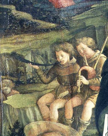 Two Musical Shepherds, detail from The Nativity de Fra Filippo Lippi
