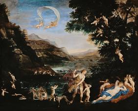 Adonis guía a Venus por querubines