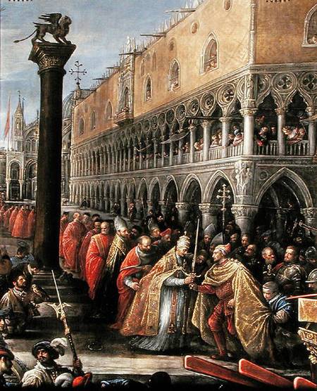 Pope Alexander III, at the head of a procession, presents a sword to a notable Venetian de Francesco da Ponte