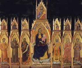 Madonna mit dem Kind, Christus und sechs Heiligen. de Francesco D´Antonio de Ancona