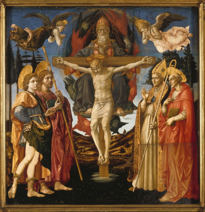 The Holy Trinity (Panel of the Pistoia Santa Trinità Altarpiece) de Francesco di Stefano Pesellino