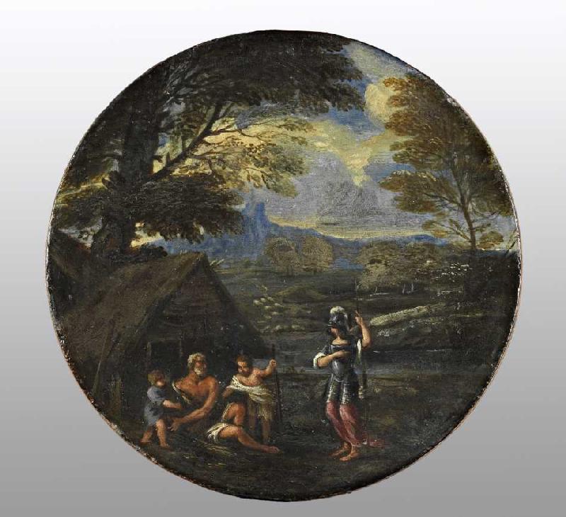 Erminia sucht bei den Hirten Zuflucht. Mitte 17. Jahrhundert de Francesco Giovane