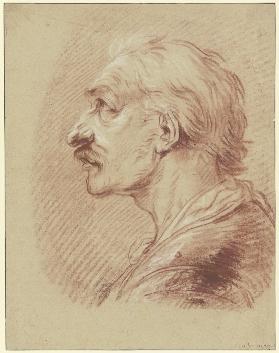 Brustbild eines Mannes mit Schnurrbart im Profil nach links