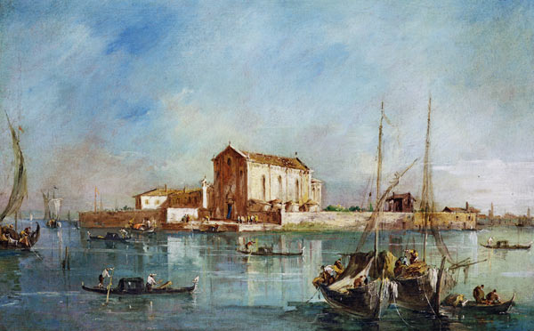 The Island of San Cristoforo della Pace, Murano (oil on canvas) de Francesco Guardi