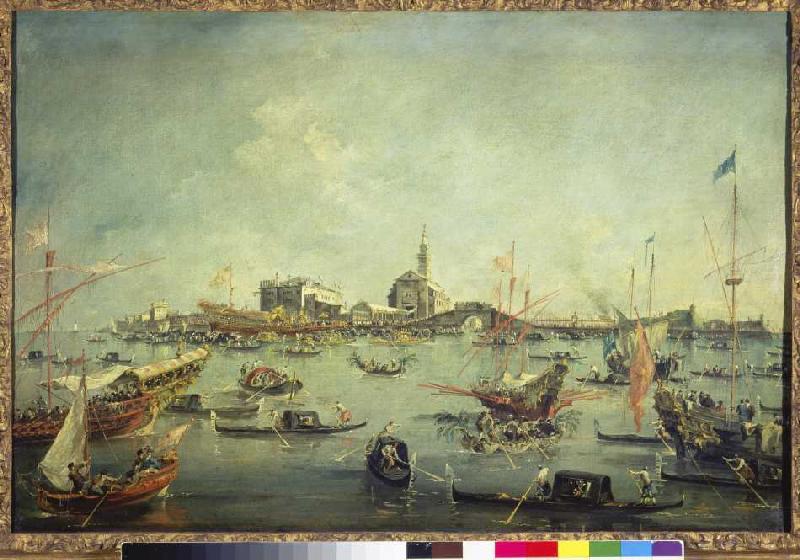 The Doge on the Buccintoro in front of San Niccoló del Lido on Ascension Day de Francesco Guardi