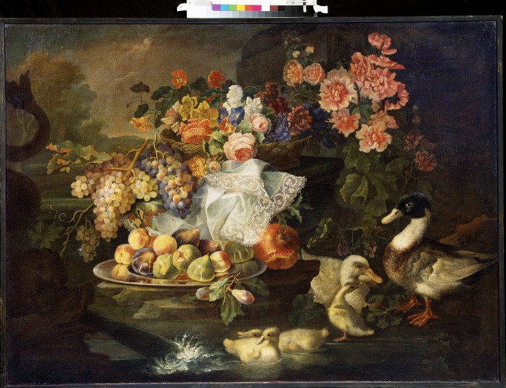 Still life with Fruits and Ducks de Francesco Morosini