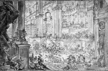 The Expulsion of Heliodorus from the Temple (pen & ink) de Francesco Peresi