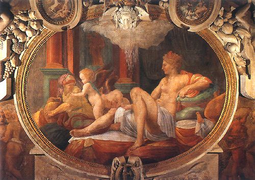 Danae, detalle de Fresco en la Galería Franz I - Fontainebleu de Francesco Primaticcio