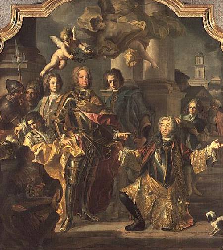 Gundaker Count Althann handing over to the Emperor Charles VI (Charles III of Hungary) (1685-1740) t de Francesco Solimena