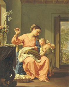Die handarbeitende Maria mit dem Jesusknaben de Francesco Trevisani