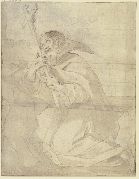 Kniender Heiliger Franziskus, das Kruzifix anbetend de Francesco Vanni
