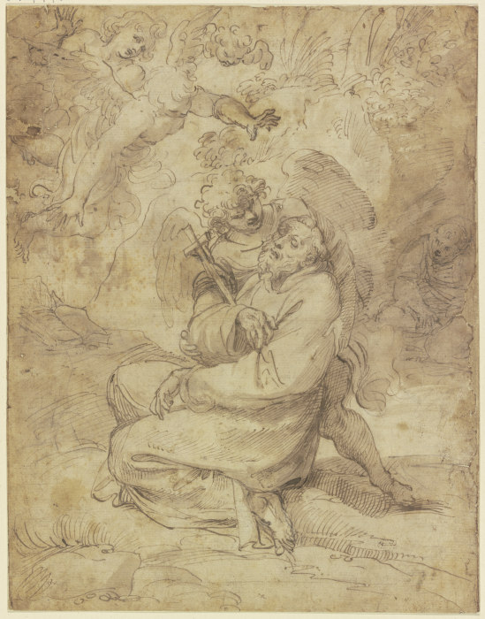 Sterbender Heiliger Franziskus, von Engeln getröstet de Francesco Vanni