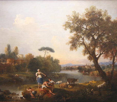 Landscape with a Boy Fishing, c.1740-50 (oil on canvas) de Francesco Zuccarelli