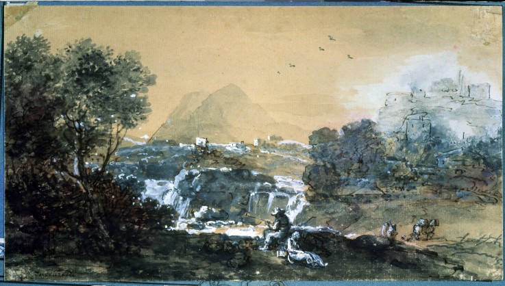 Landscape with a waterfall de Francesco Zuccarelli