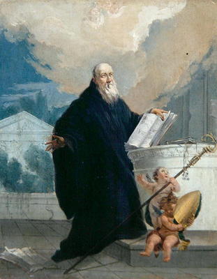 St. Benedict (oil on canvas) de Francesco Zugno