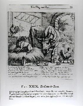 Illustration for ''The Dog and the Ox'', from Aesop''s Fables