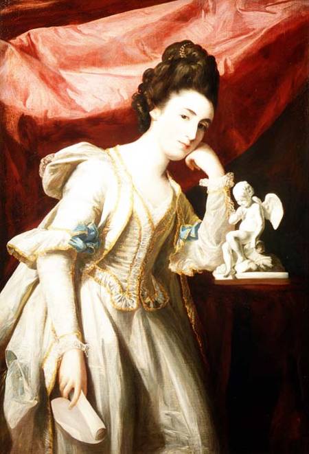 Portrait of a Lady with a Statuette of Cupid de Francis Cotes
