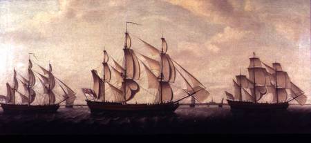 Three Hudson Bay ships in the Thames de Francis Holman