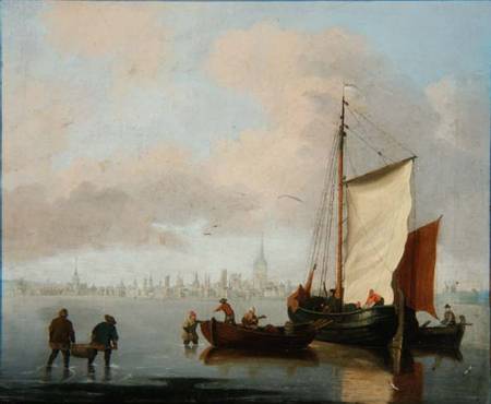 Dutch Estuary Scene (one of a pair) de Francis Swaine