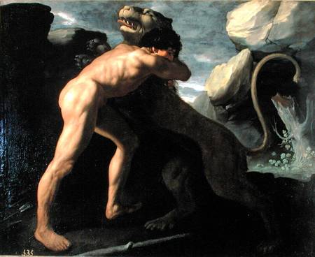 Hercules Fighting with the Nemean Lion de Francisco de Zurbarán (y Salazar)
