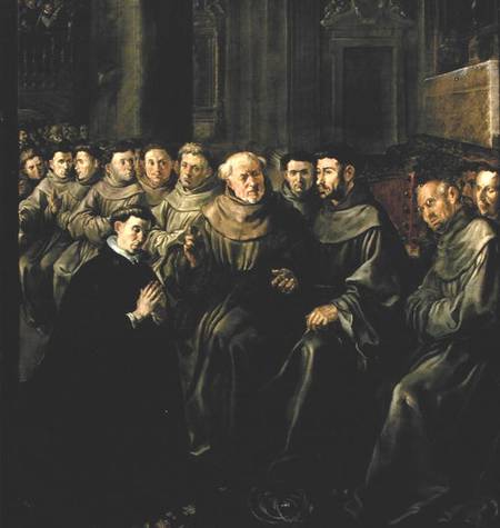 Welcoming St. Bonaventure (1221-74) into the Franciscan Order de Francisco Herrera