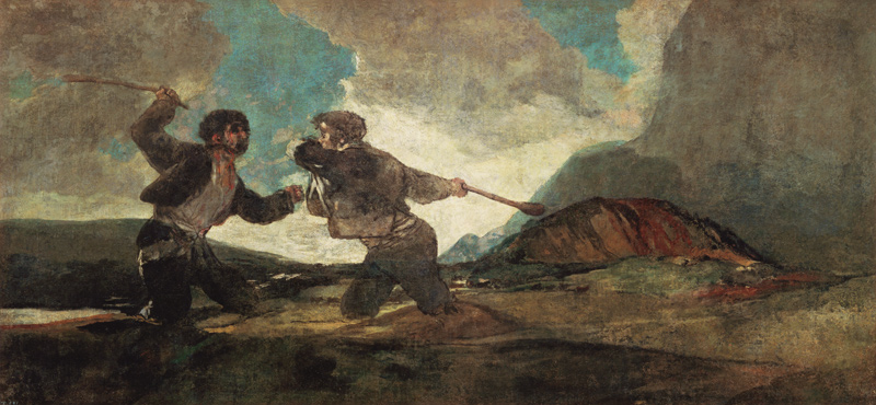 Duelo con palos (imágenes negras para la Quintq del Sordo) de Francisco José de Goya