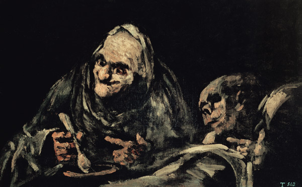 Two Old Men Eating, one of the 'Black Paintings' de Francisco José de Goya